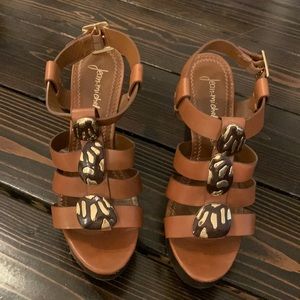 Jean-michel cazabat wedge sandals brown leather